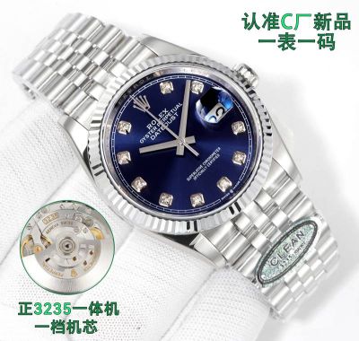 ROLEX Datejust 3235 Movement 36MM 904L Steel Luminous Blue Watch